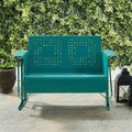 Templeton 32.5 x 48.75 x 28 in. Bates Metal Loveseat Glider - Turquoise TE2613650